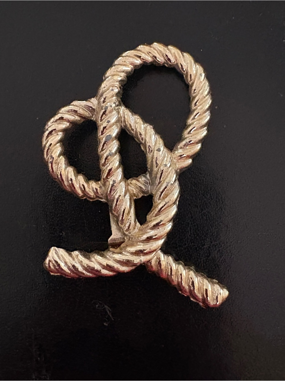 Vintage Nautical Style Rope Knot Gold Tone3” Brooch Vintage Fashion Lapel Pin